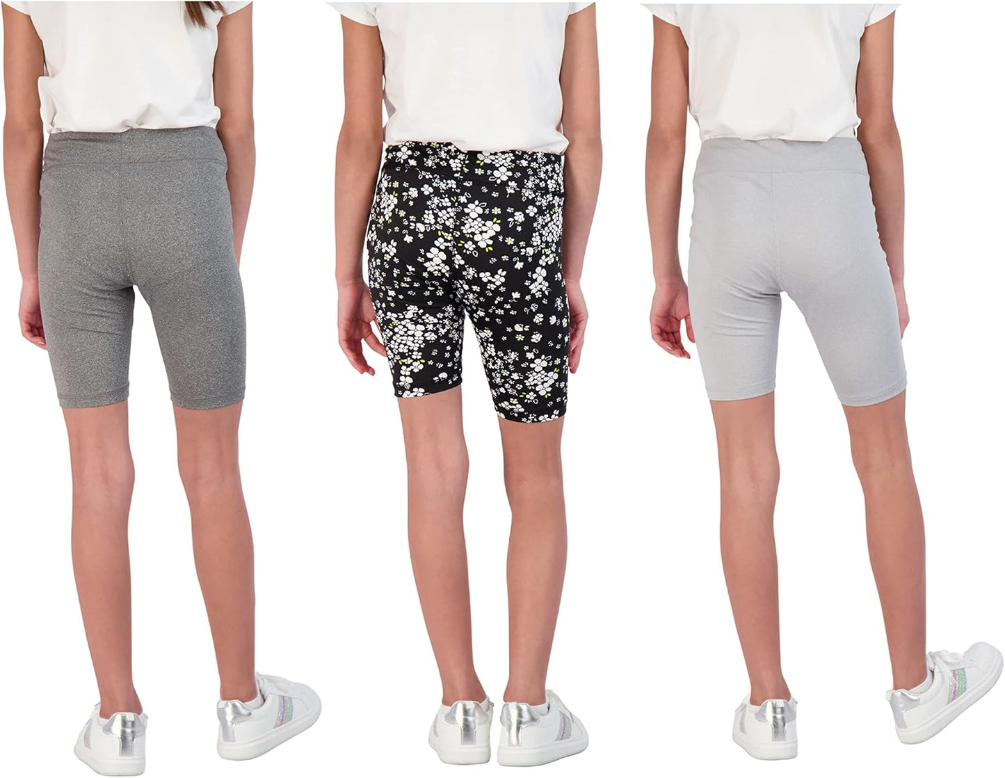 3-Pack Girls Athletic Shorts, Bike Shorts, Workout Clothes for Girls