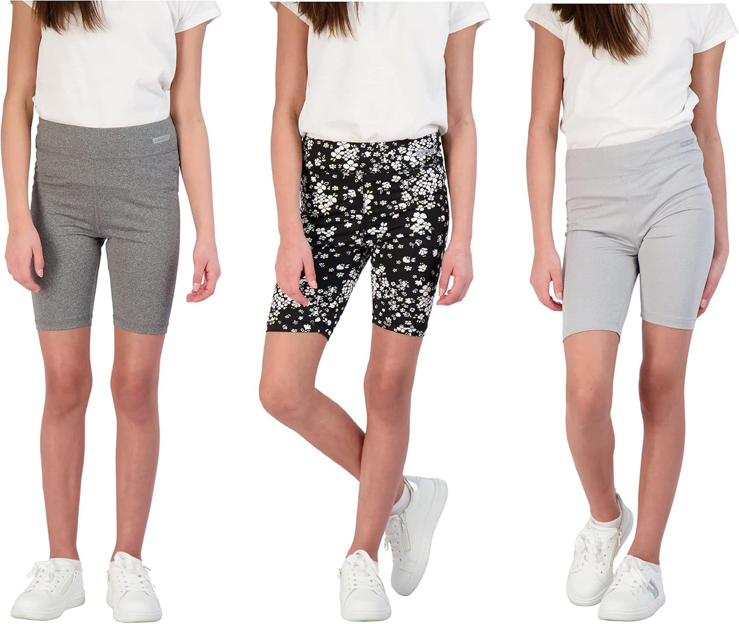 3-Pack Girls Athletic Shorts, Bike Shorts, Workout Clothes for Girls